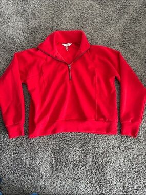 Spanx AirEssentials Red Half-Zip Sweatshirt